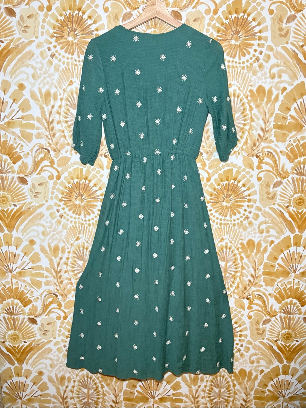 Sweet Salt Embroidered Boho Midi Dress | Emerald Green Coastal Cottagecore - Picture 6 of 11